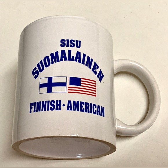 Vintage 1980s Finnish American Suomalainen National Flags Coffee Mug - Picture 12 of 12